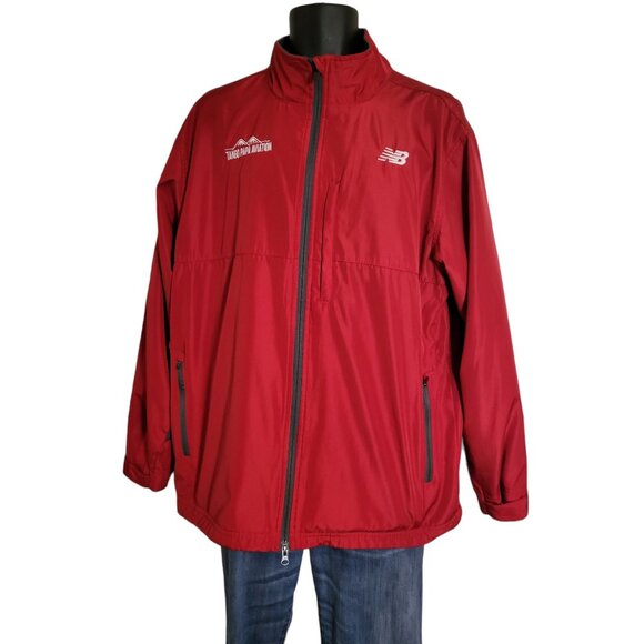 New Balance Aviation Jacket Men Sz L Red Tango Papa Insulated‎ Outdoors Running - Picture 1 of 7